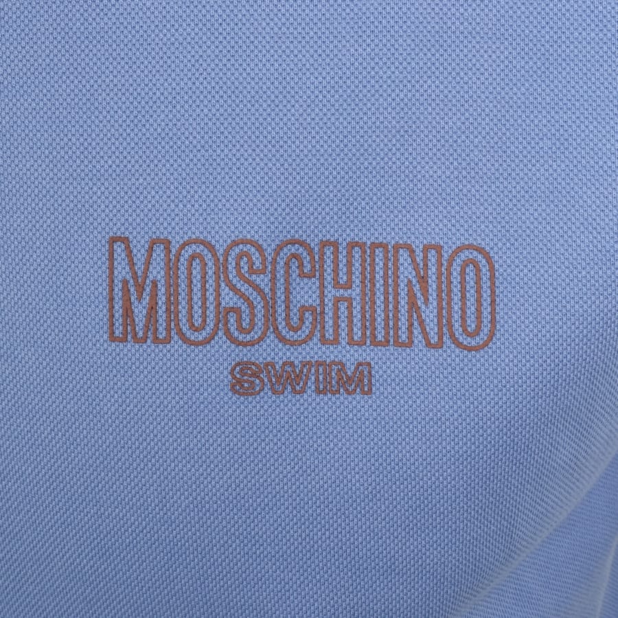 Moschino Swim Short Sleeved Polo T Shirt Blue