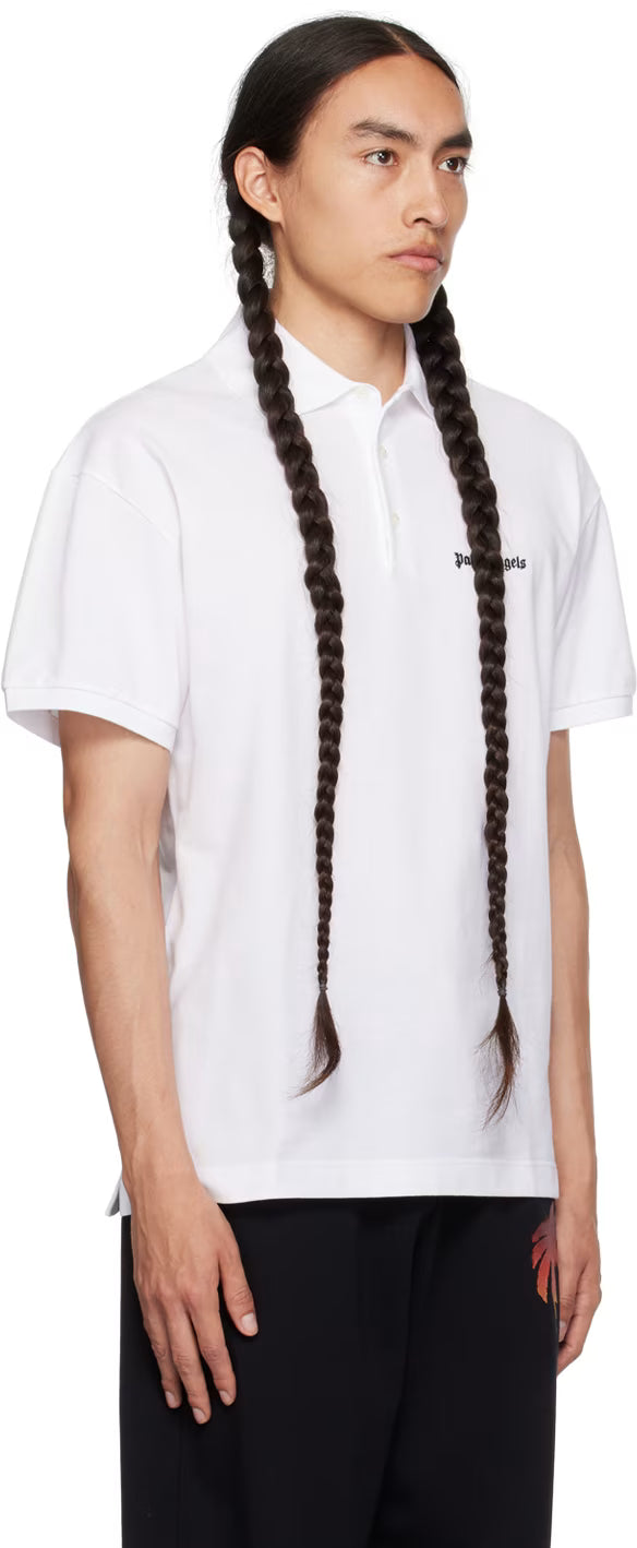 White Embroidered Polo