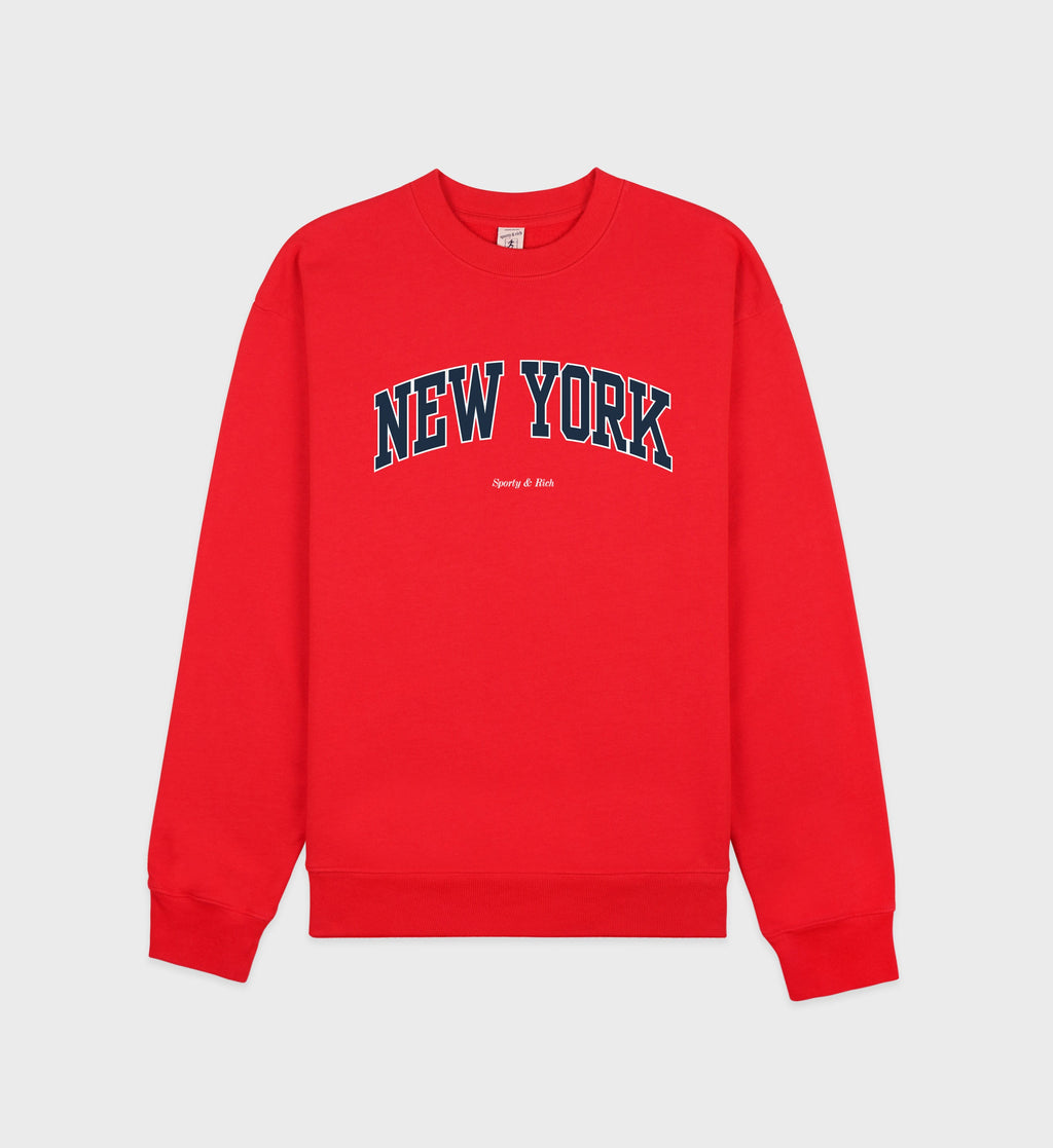New York Ivy Crewneck - Ruby/Navy