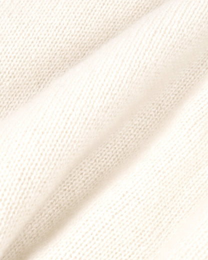 NY Crest Cashmere Baseball Sweater - Ecru/Navy