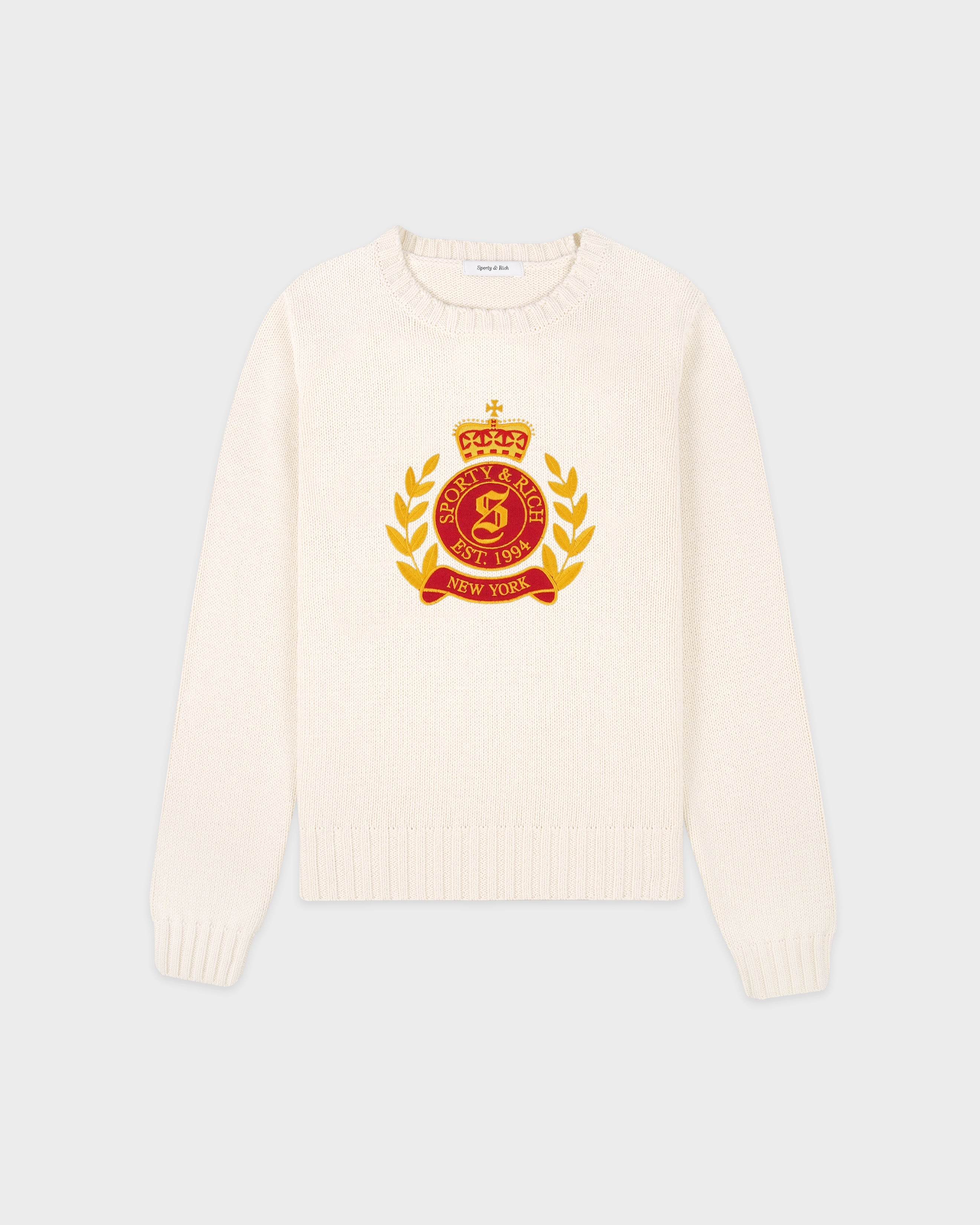 NY Crest Knitted Sweater - Ecru