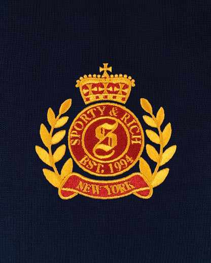 NY Crest Knitted Turtleneck - Navy