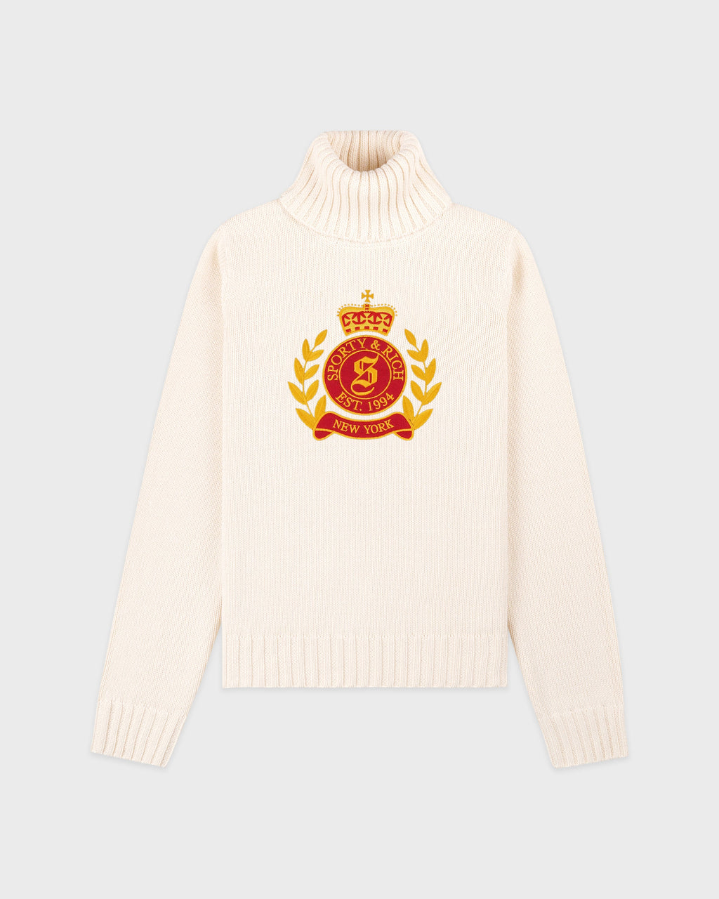 NY Crest Knitted Turtleneck - Ecru