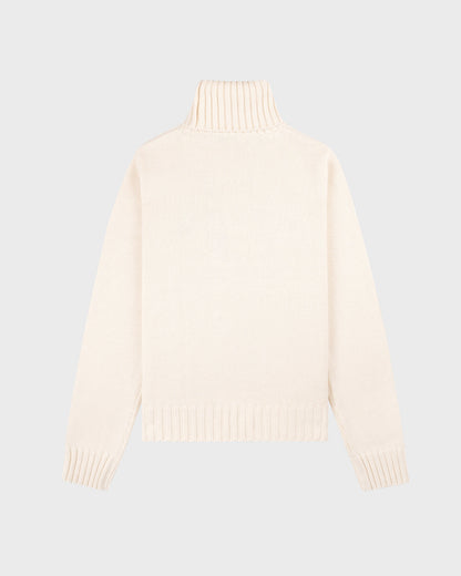 NY Crest Knitted Turtleneck - Ecru