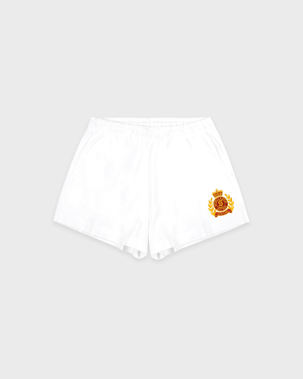 NY Crest Embroidered Disco Short - White