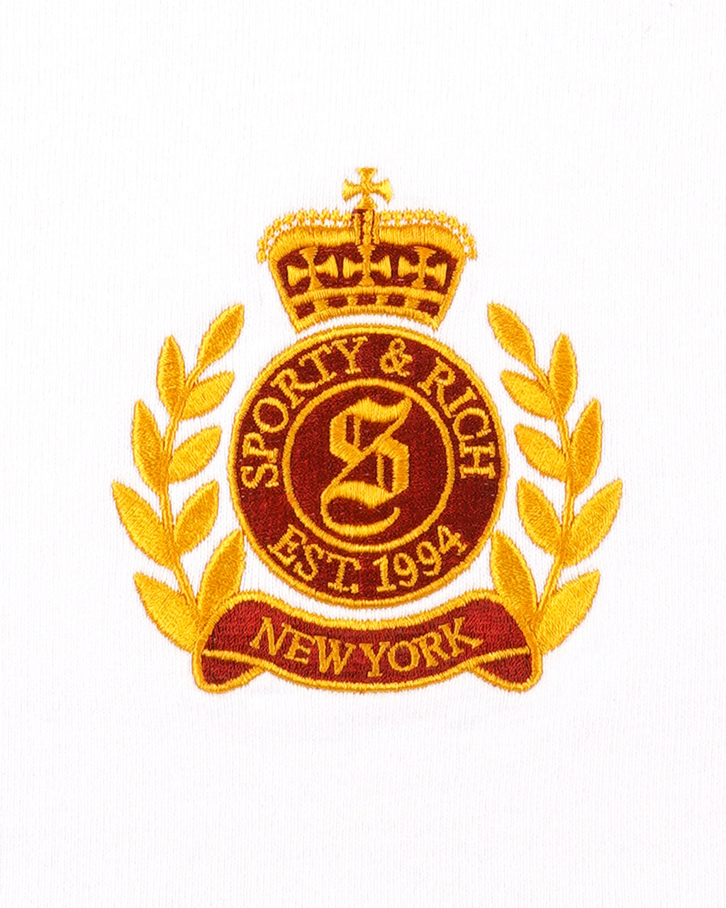 NY Crest Embroidered Quarter Zip - White