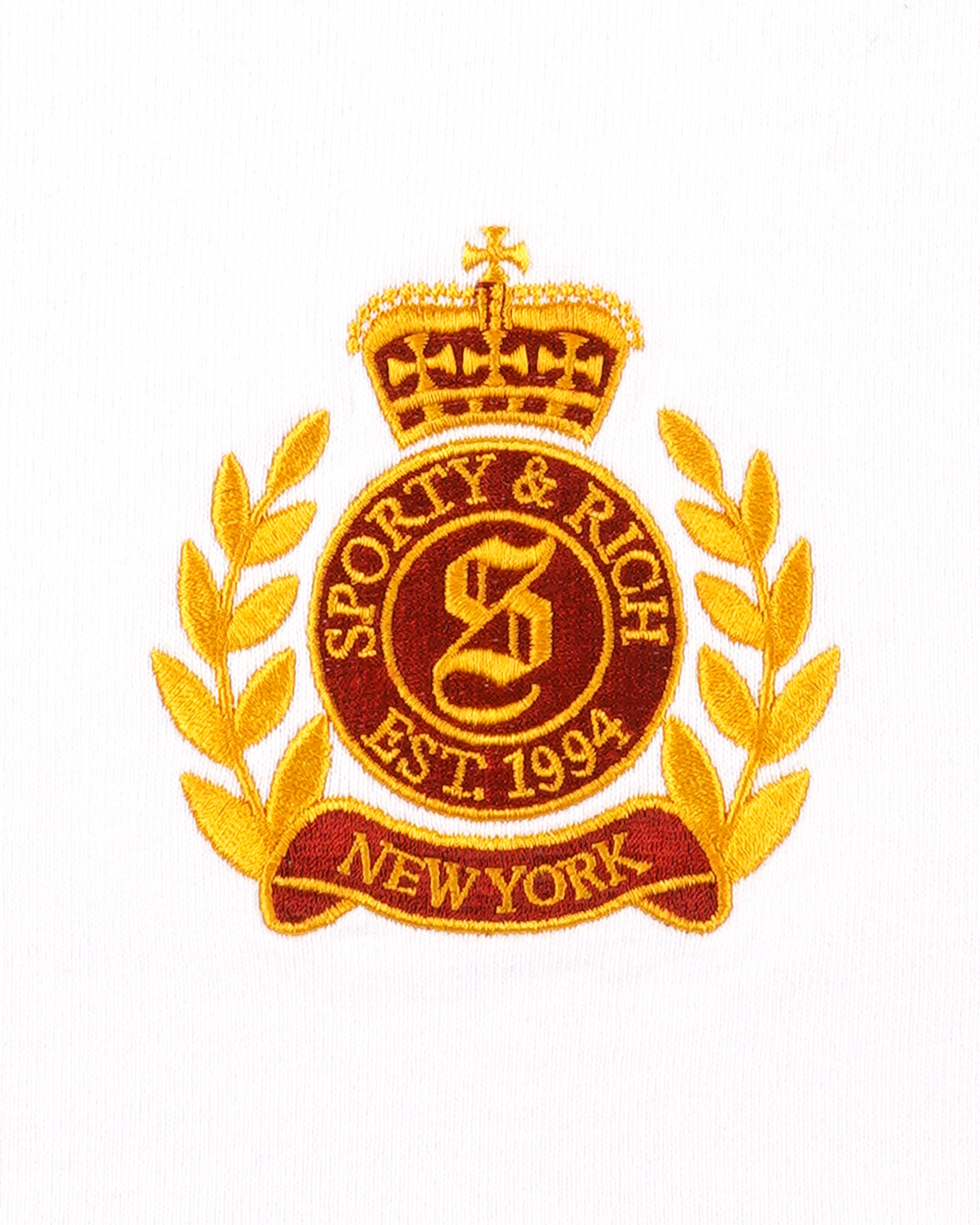 NY Crest Embroidered Quarter Zip - White