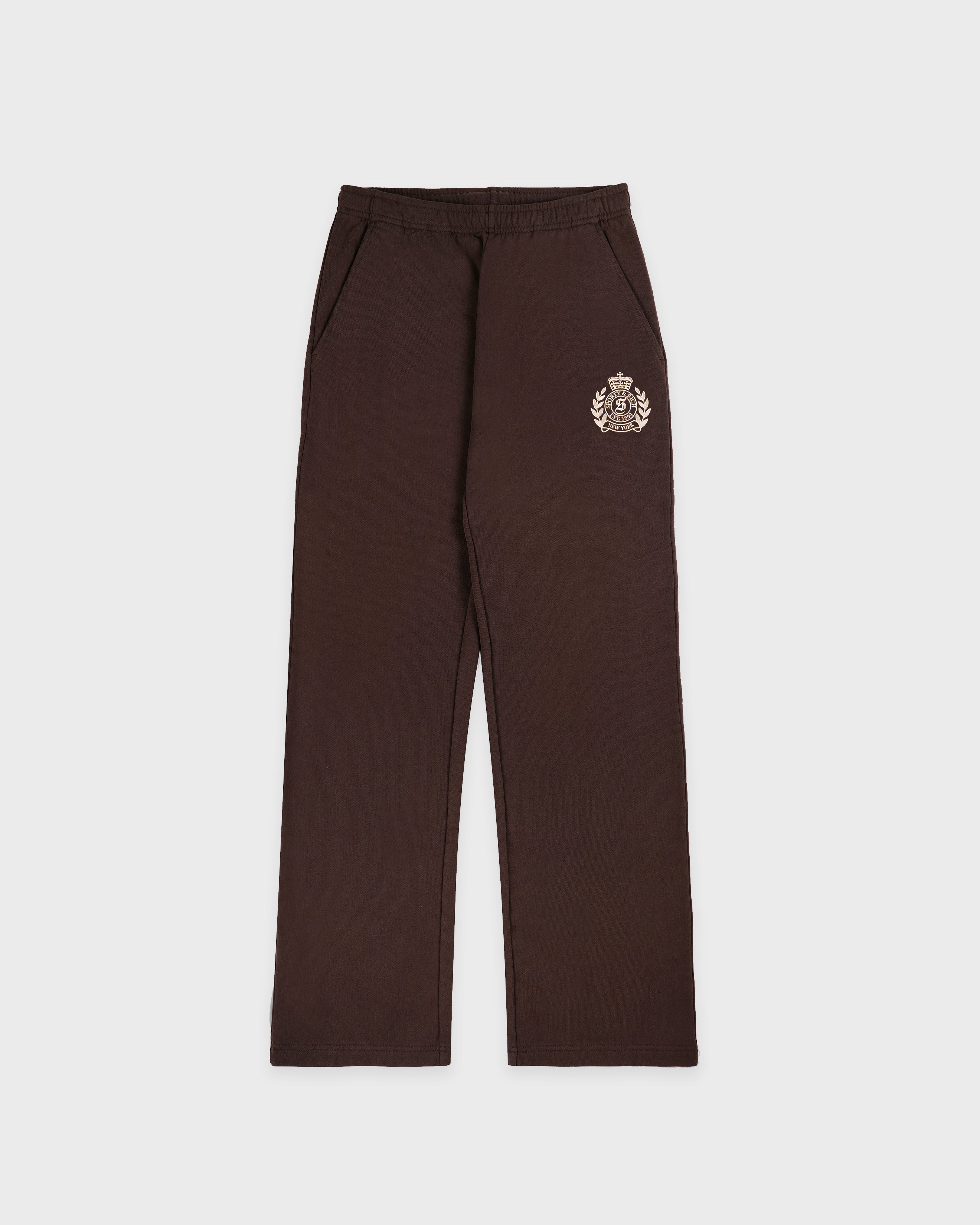 NY Crest Embroidered Wide Sweatpant - Chocolate