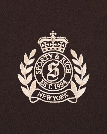 NY Crest Embroidered Wide Sweatpant - Chocolate