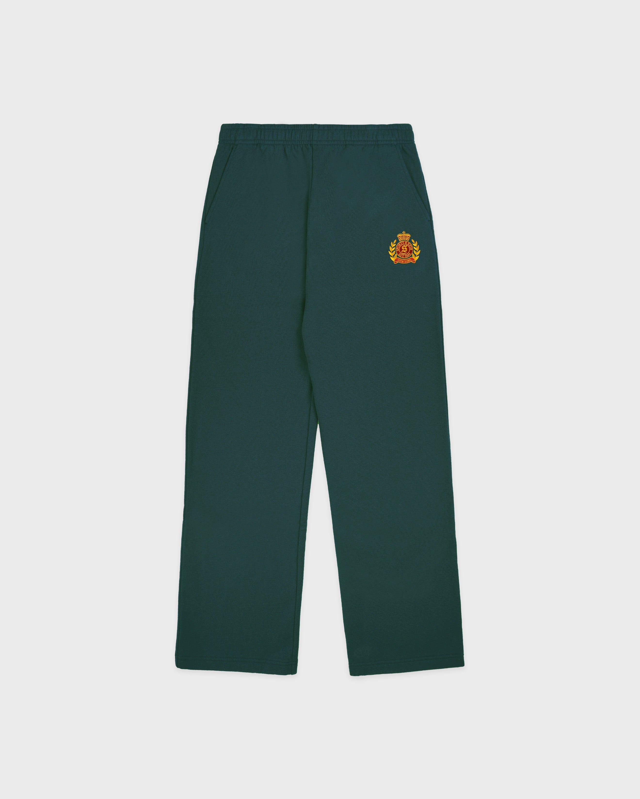 NY Crest Embroidered Wide Sweatpant - Forest