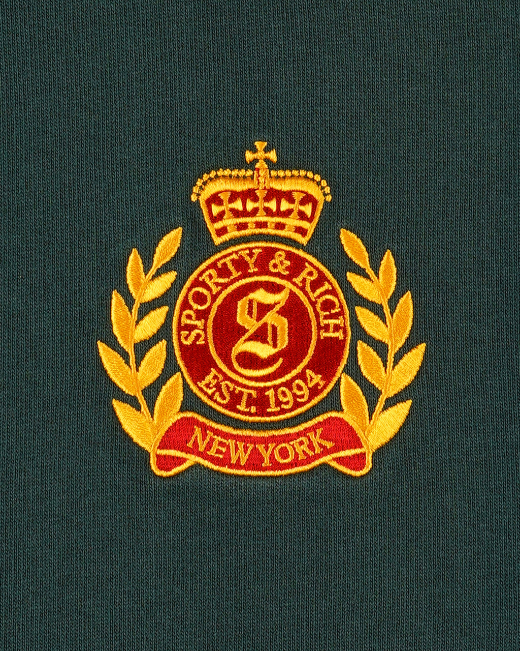 NY Crest Embroidered Wide Sweatpant - Forest