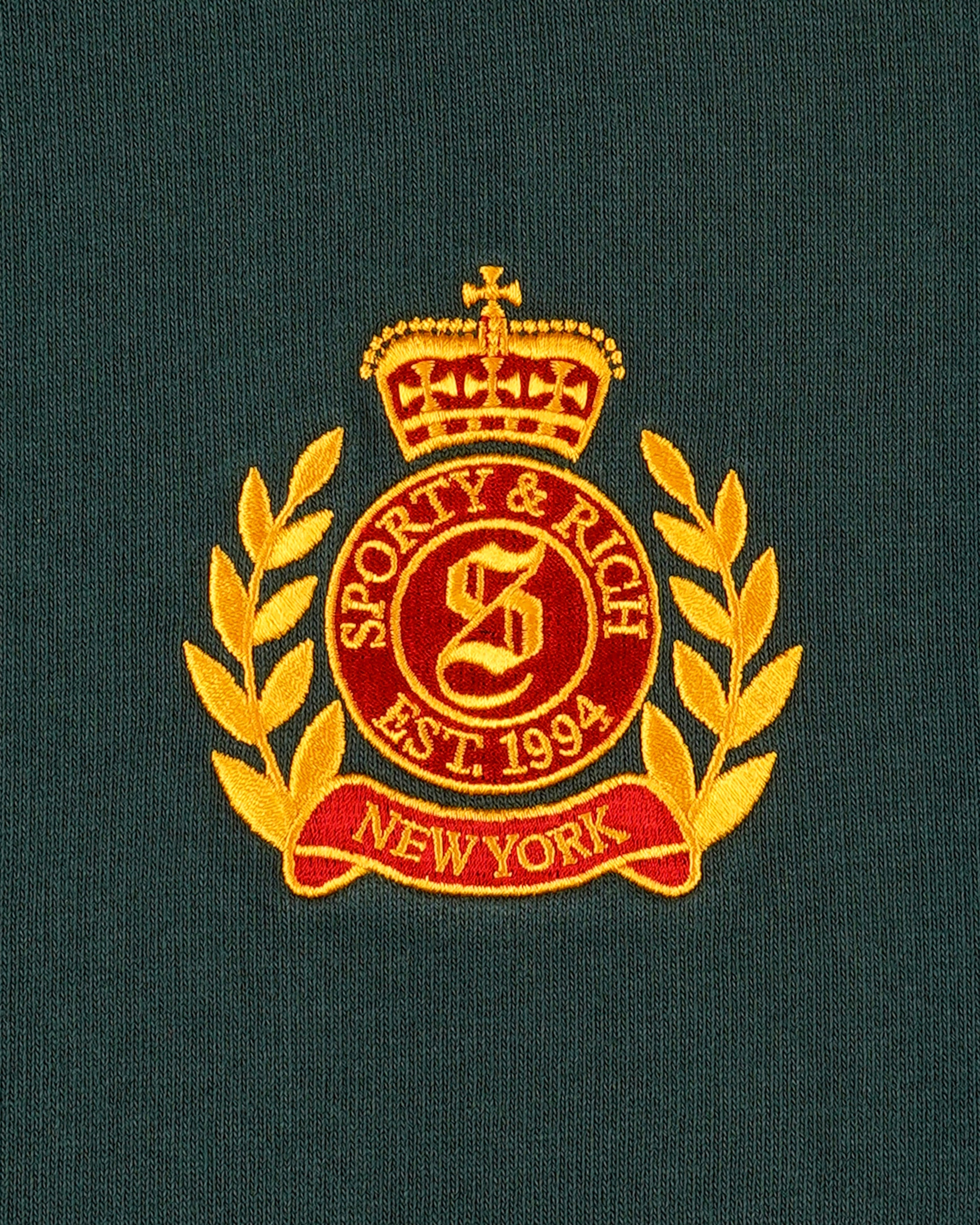 NY Crest Embroidered Wide Sweatpant - Forest