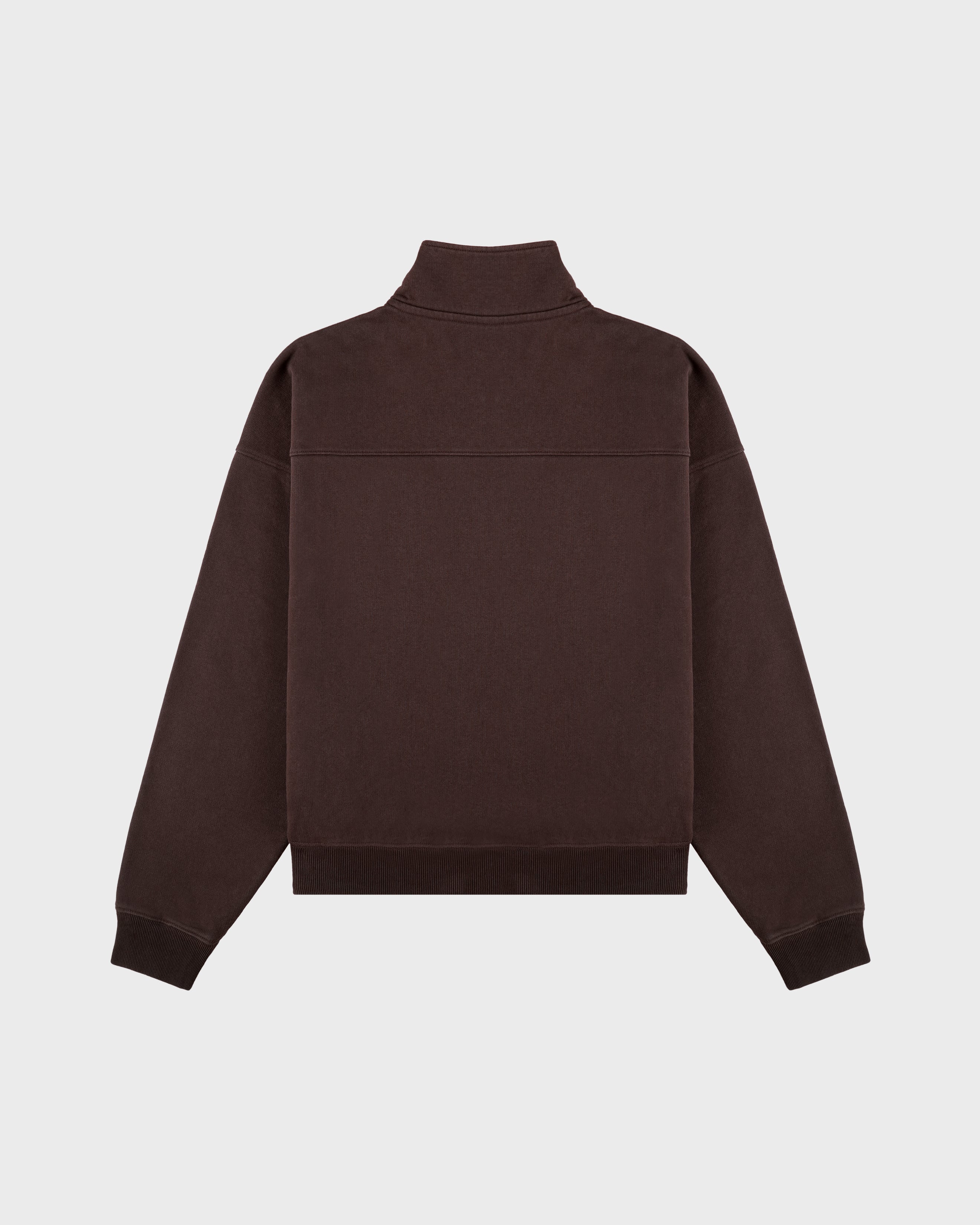 NY Crest Embroidered Quarter Zip - Chocolate