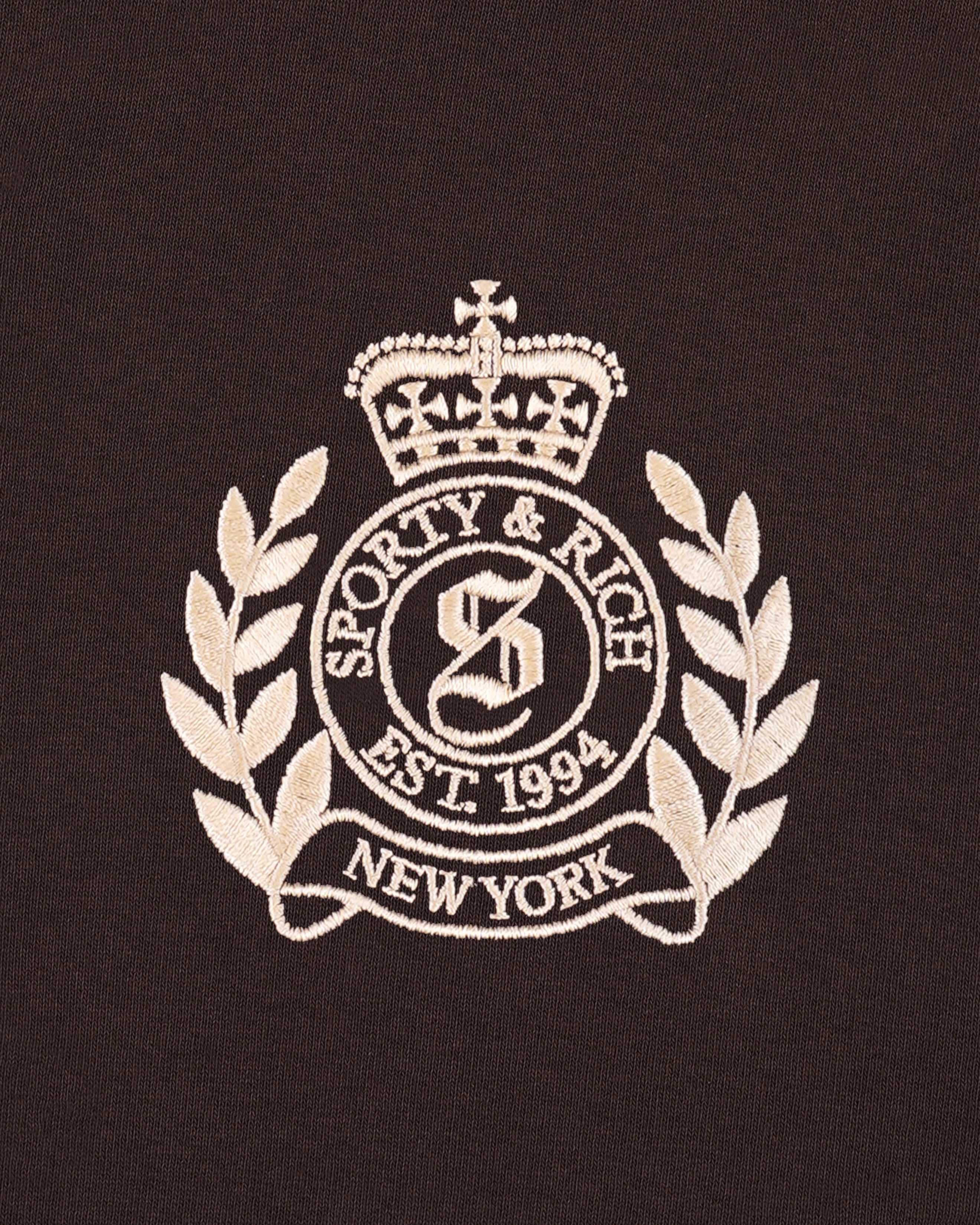 NY Crest Embroidered Quarter Zip - Chocolate