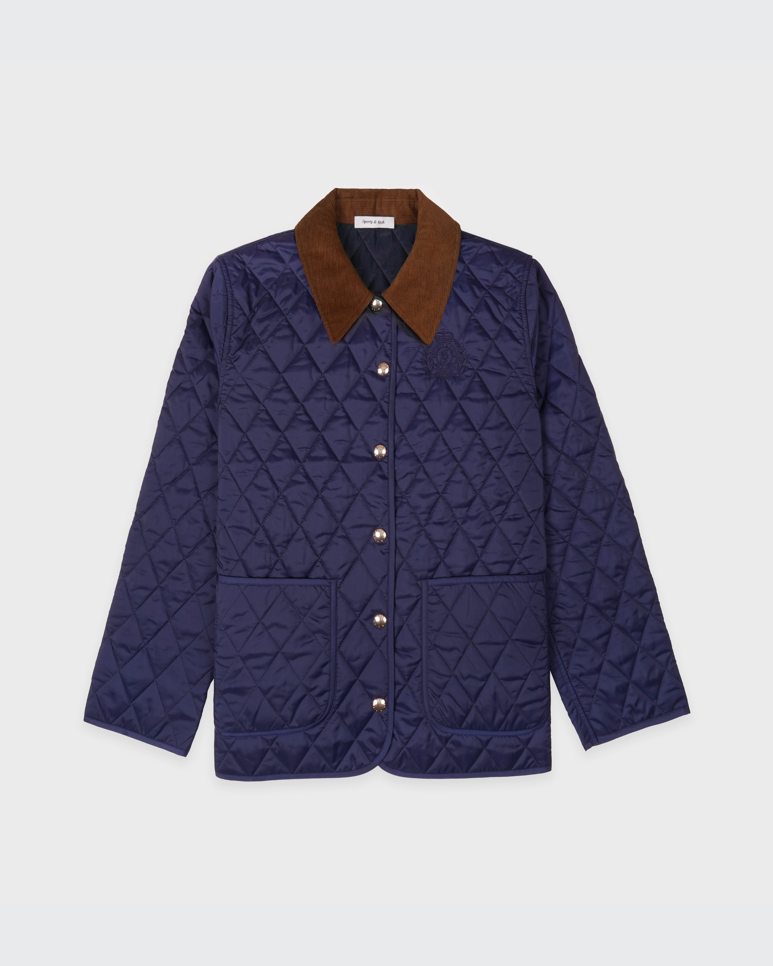 NY Crest Nylon Quilted Jacket - Navy/Tan