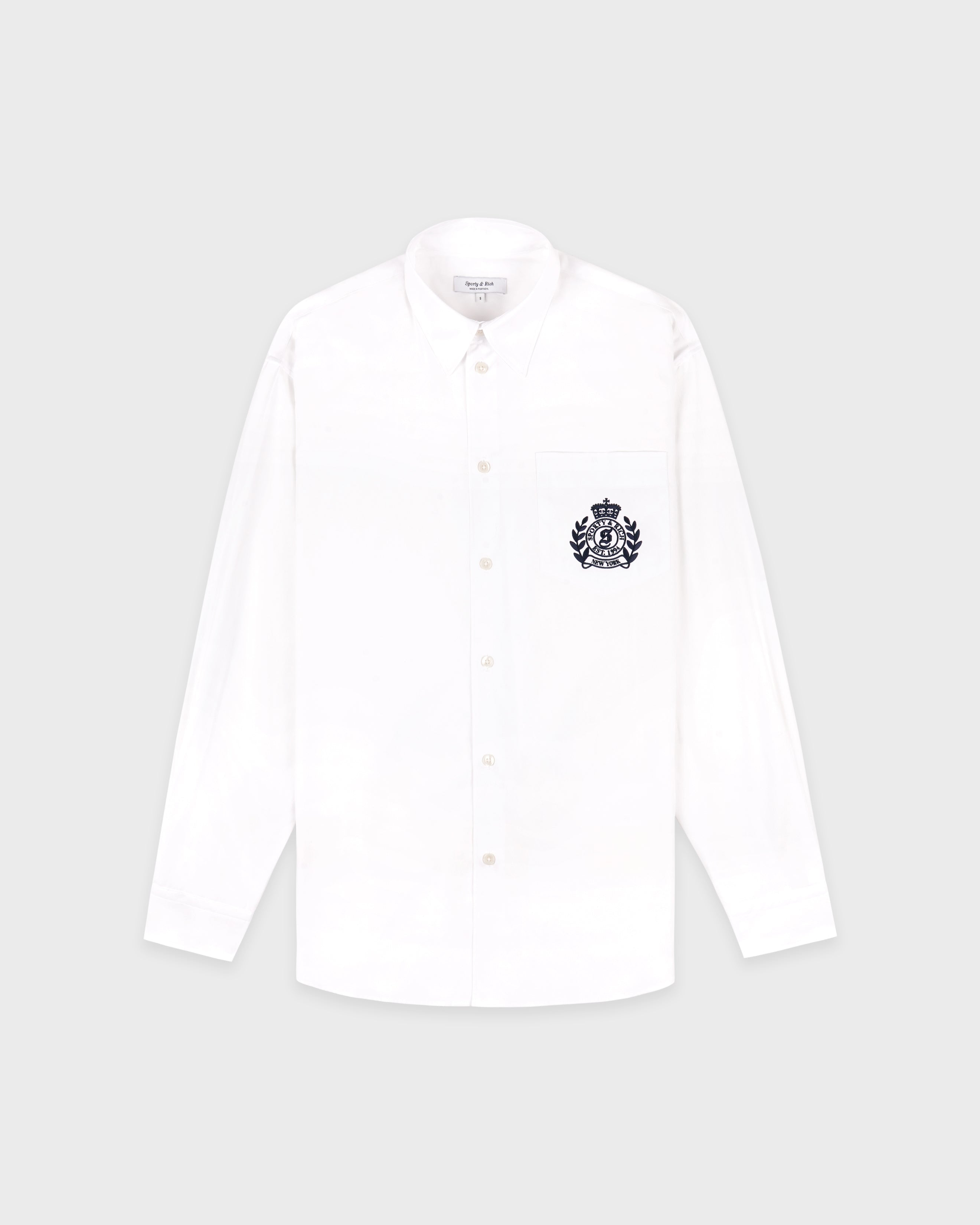 NY Crest Oversized Shirt - White/Navy