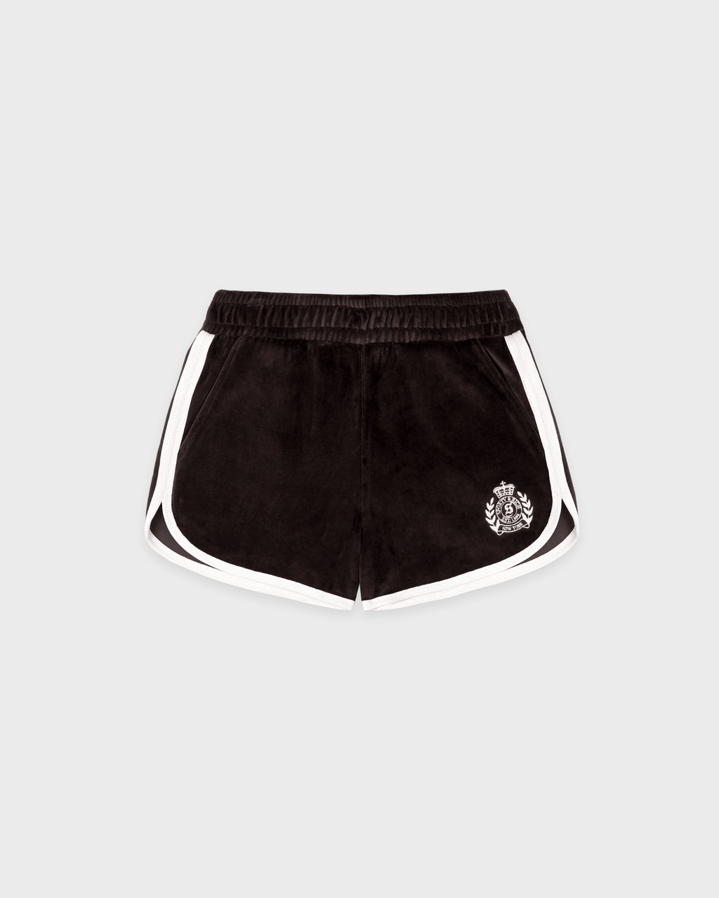 NY Crest Velour Track Short - Chocolate