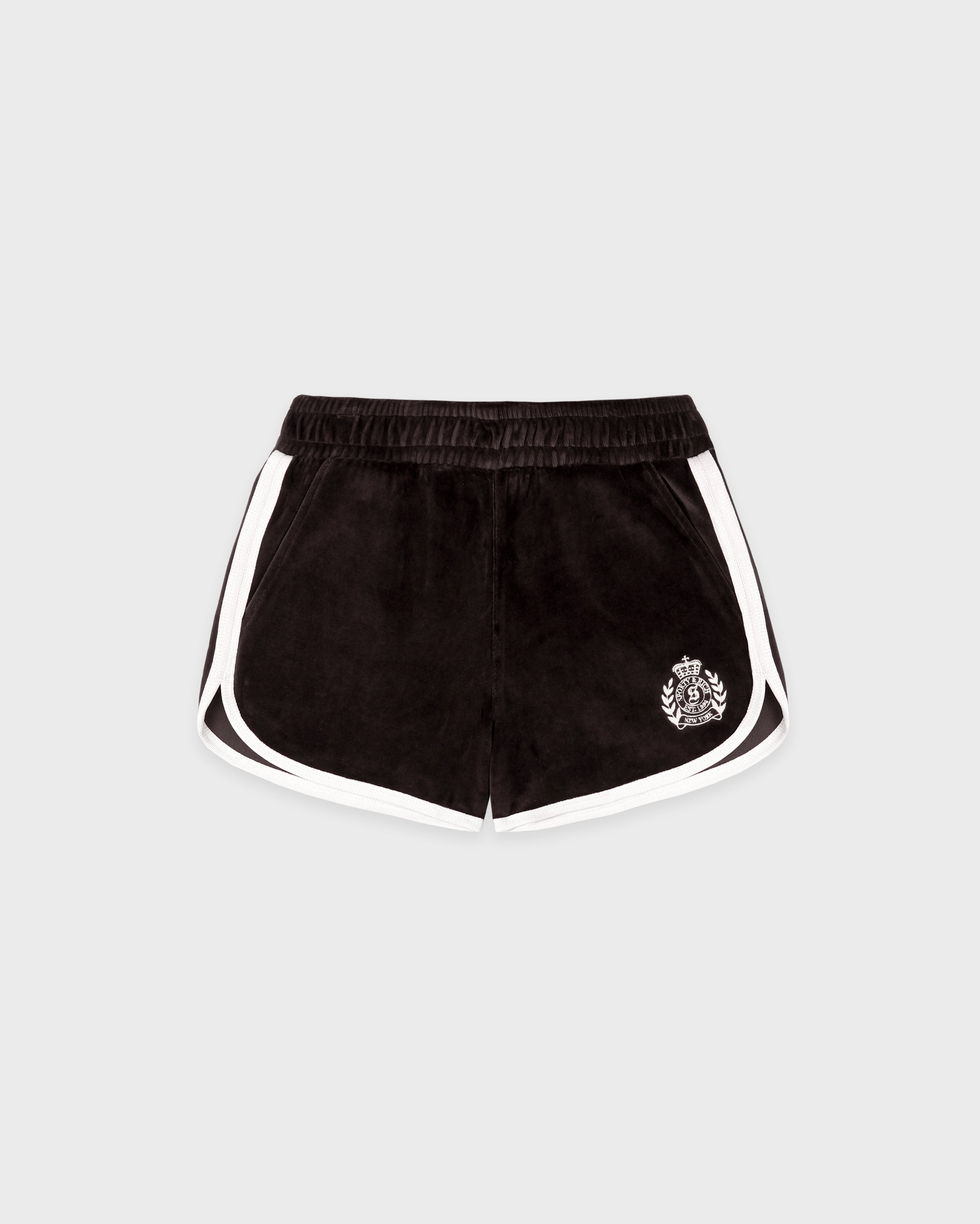 NY Crest Velour Track Short - Chocolate