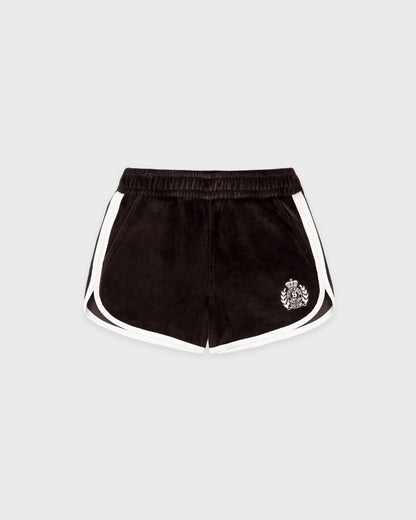 NY Crest Velour Track Short - Chocolate