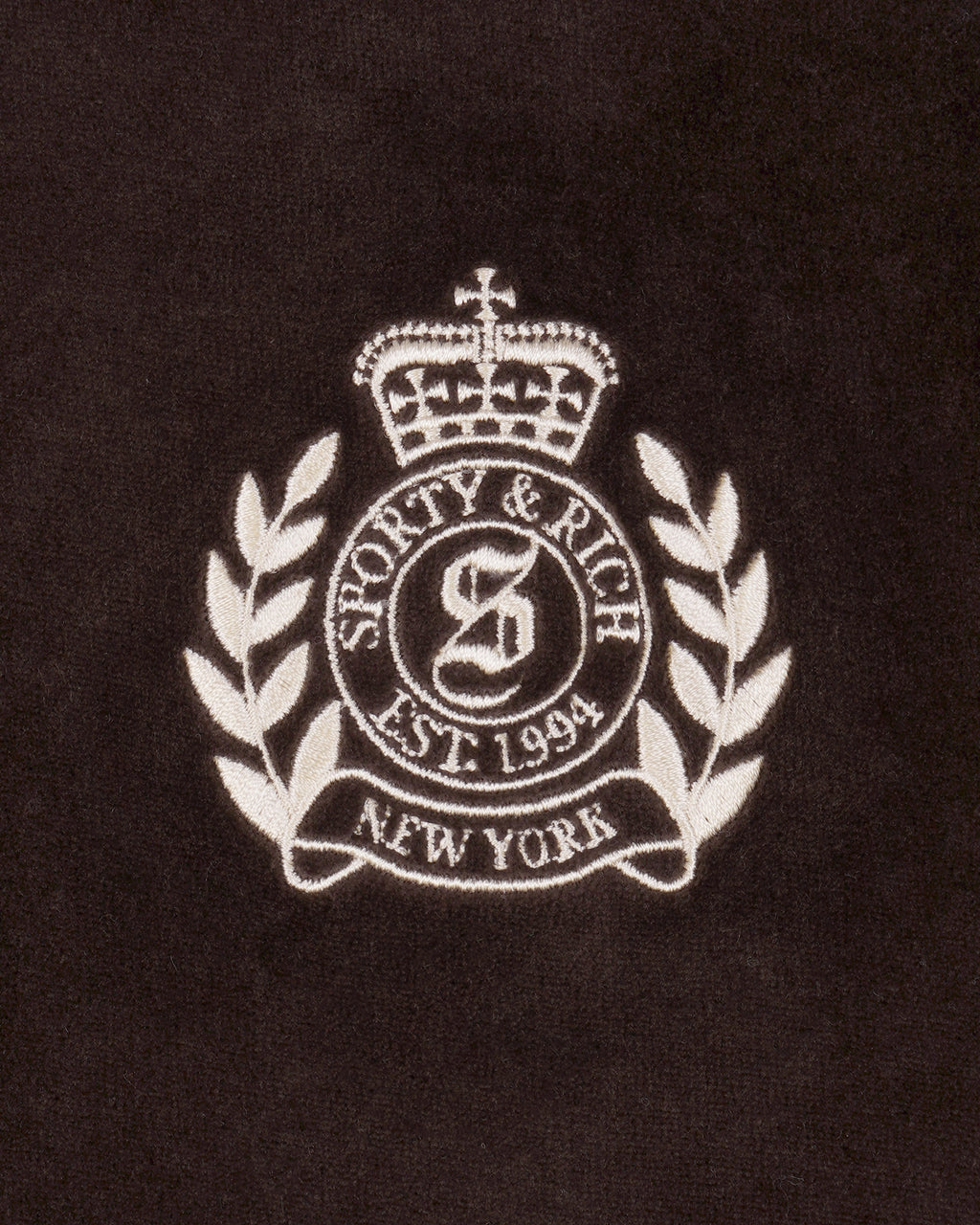 NY Crest Velour Track Short - Chocolate