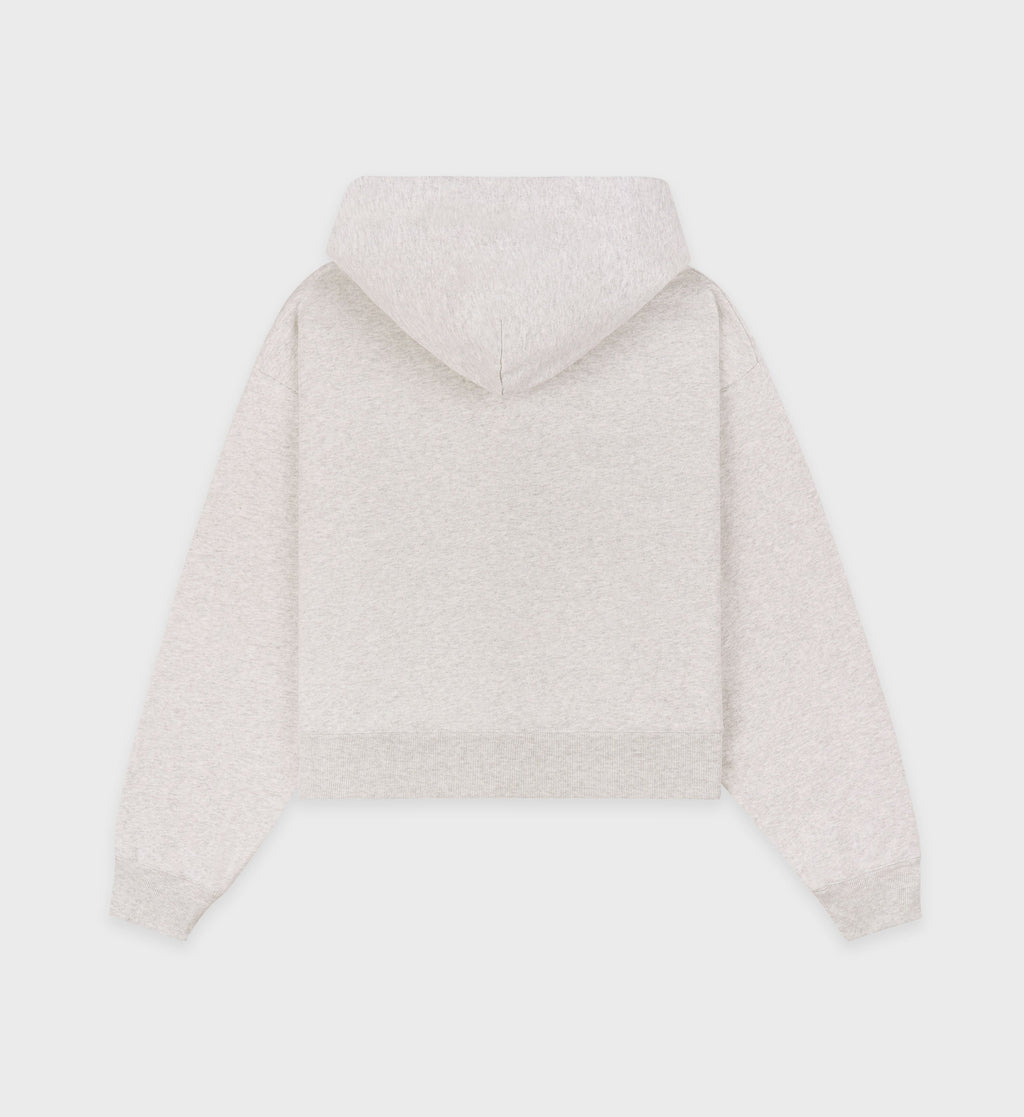 NY Health Club Cropped Zip Hoodie - Heather Gray/Navy