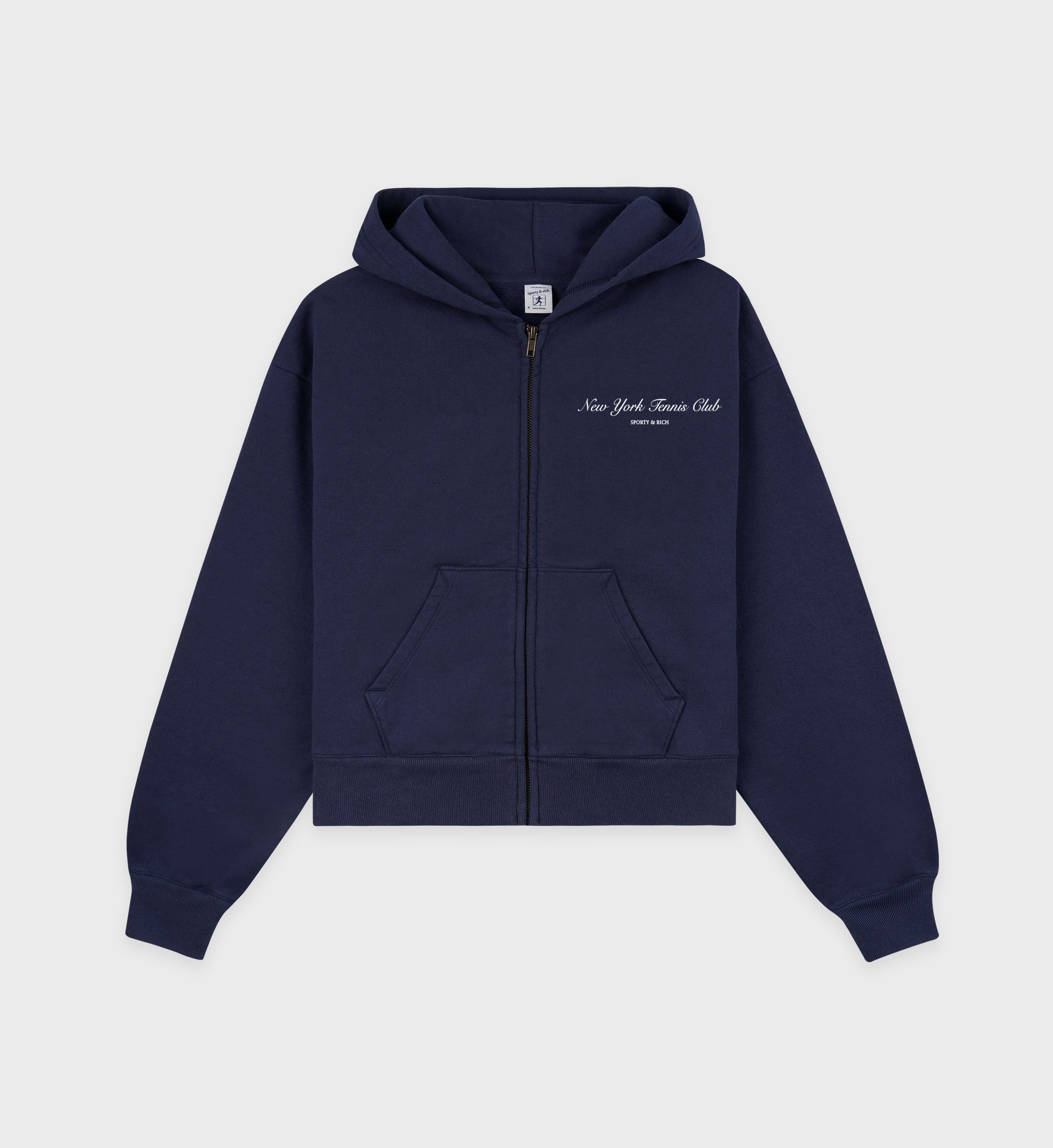 NY Tennis Club Cropped Zip Hoodie - Navy