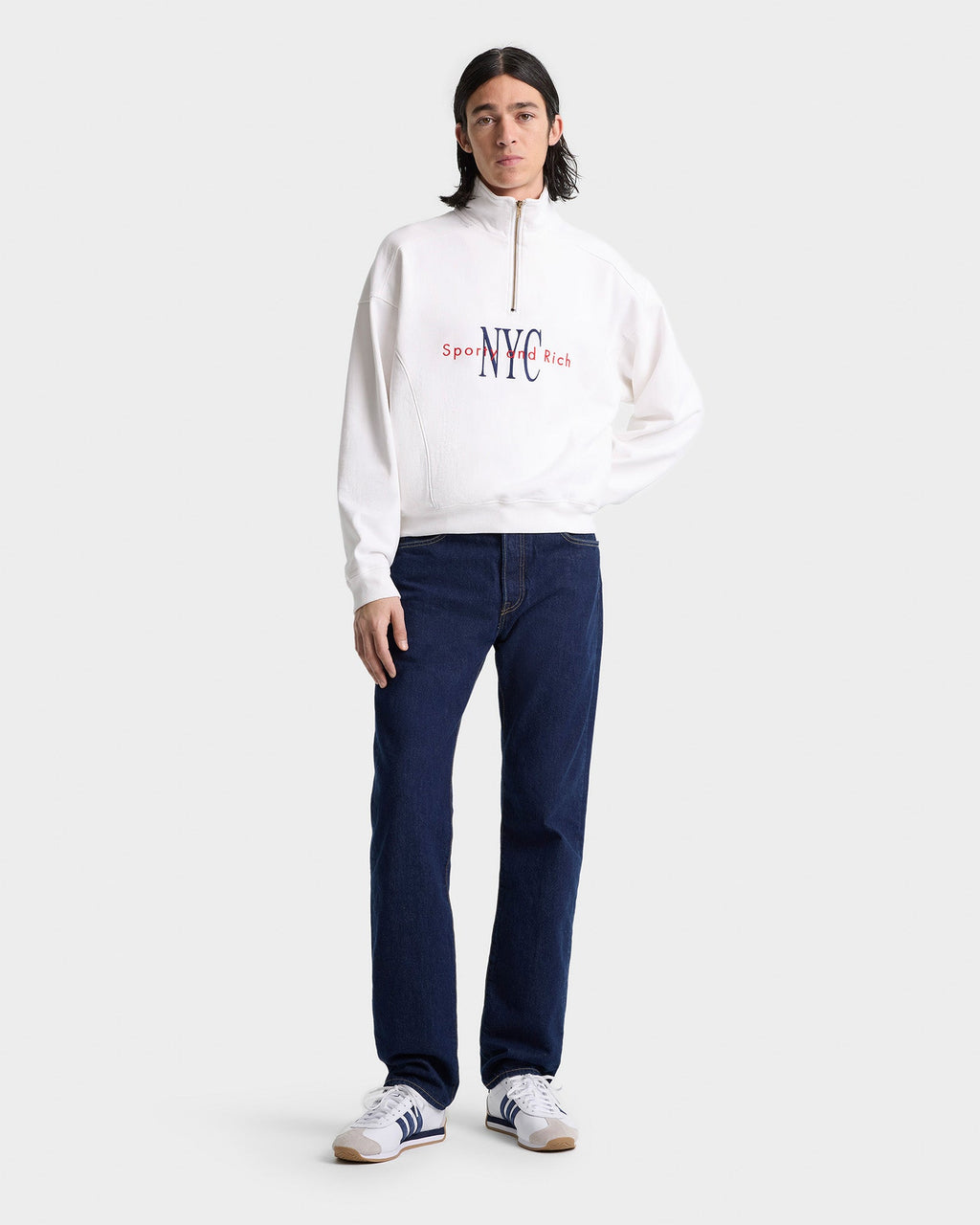 NY Minute Quarter Zip - White/Navy