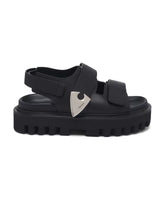 Black Touch-Strap Sandals with Lug Sole