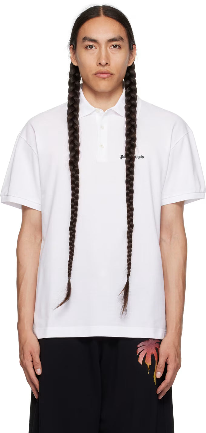 White Embroidered Polo