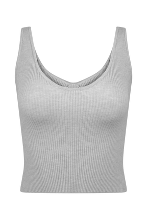 Natalya Ribbed Knit Cami Top - Heather Grey Marle