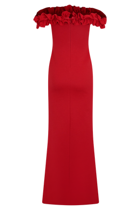 Nova Ruffle Off Shoulder Maxi Dress - Ruby