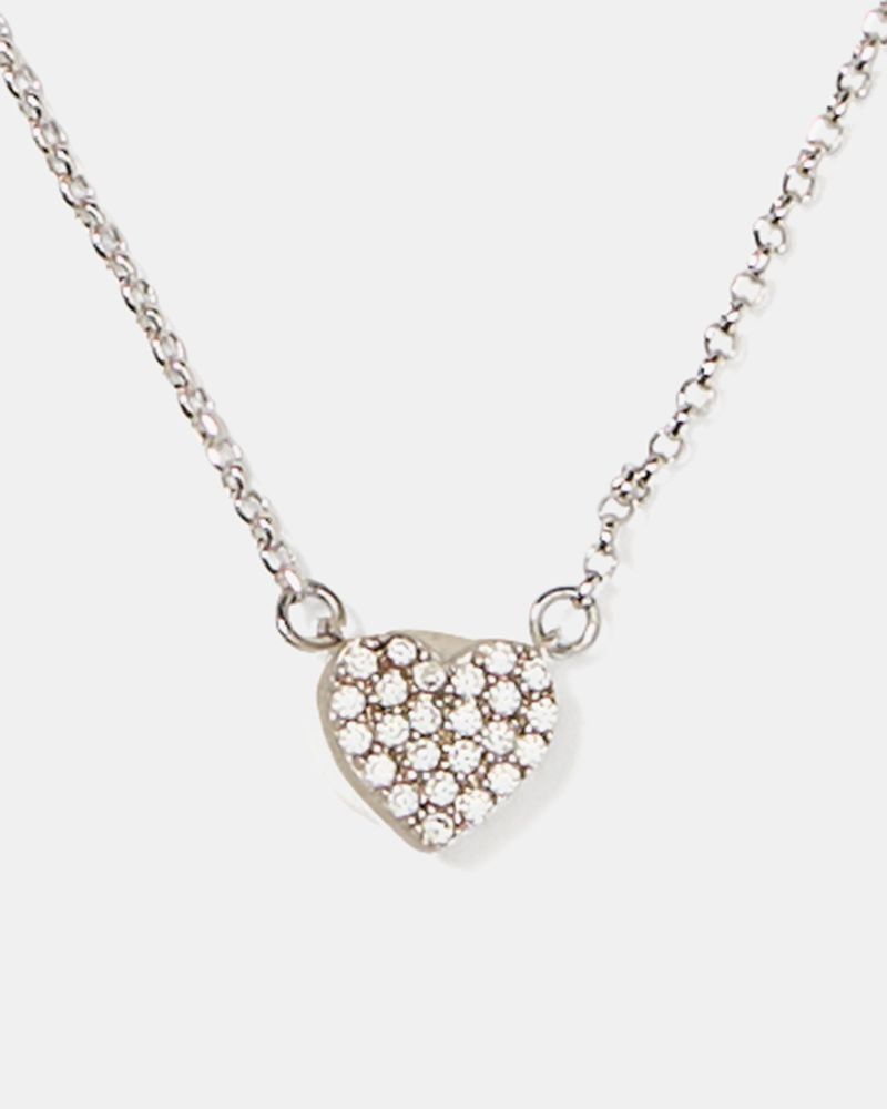 Yours Truly Pave Heart Mini Pendant Necklace