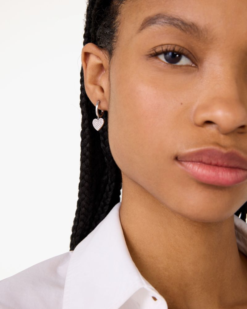 Yours Truly Pave Heart Drop Earrings