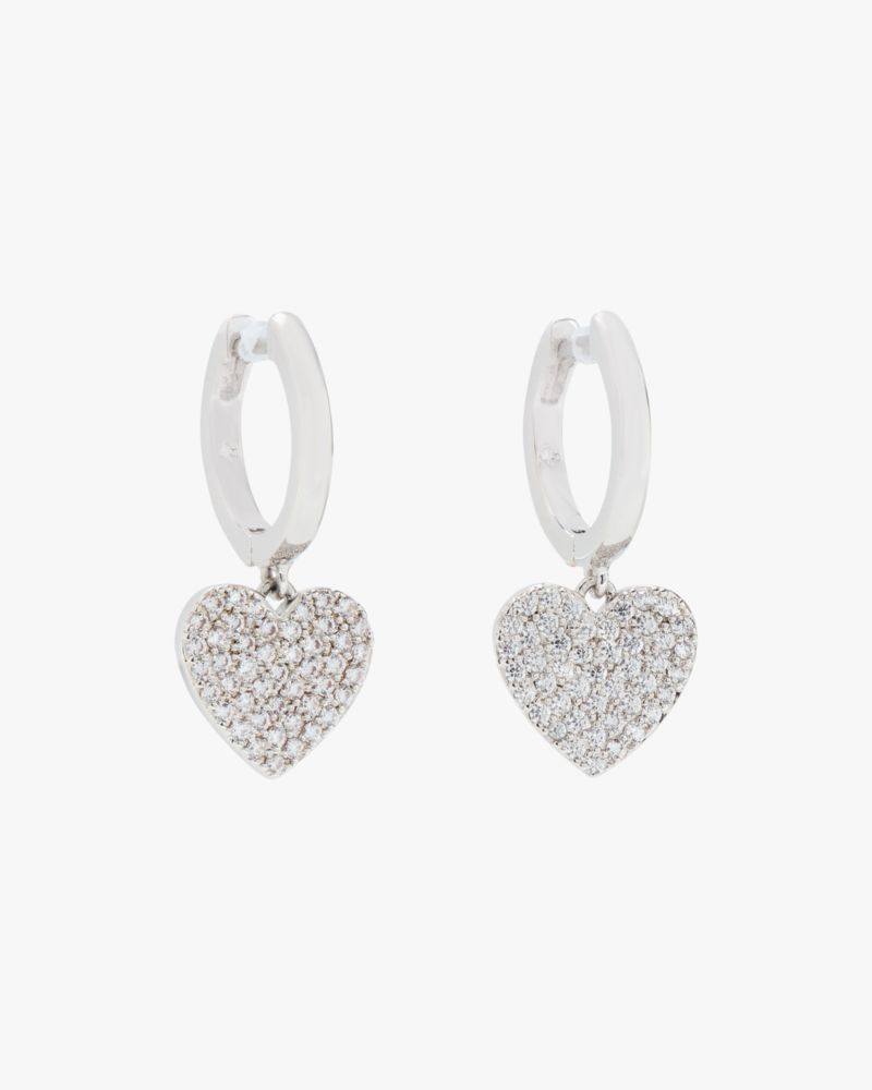 Yours Truly Pave Heart Drop Earrings