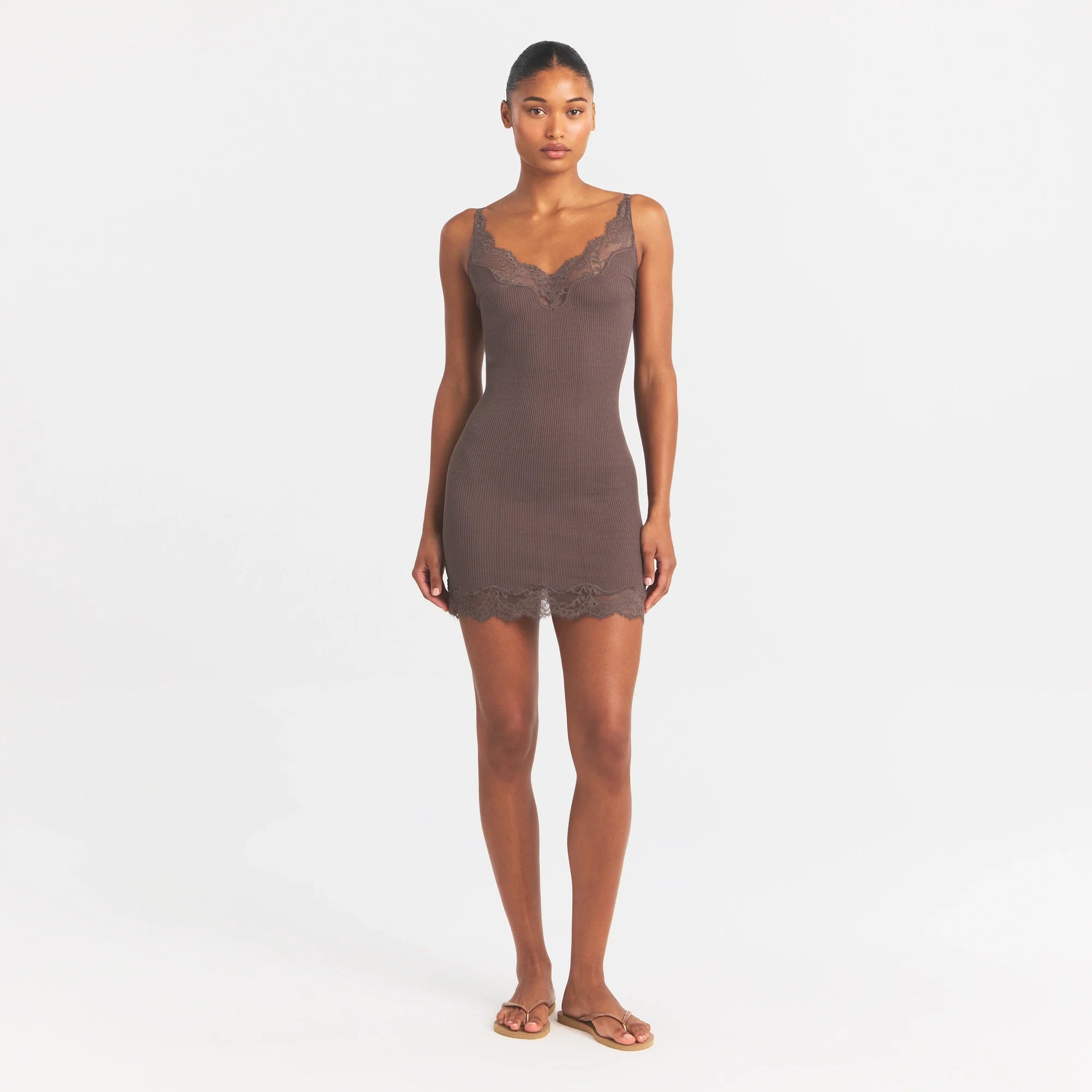 Rib Knit Lace Mini Dress