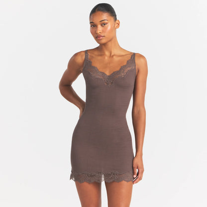 Rib Knit Lace Mini Dress