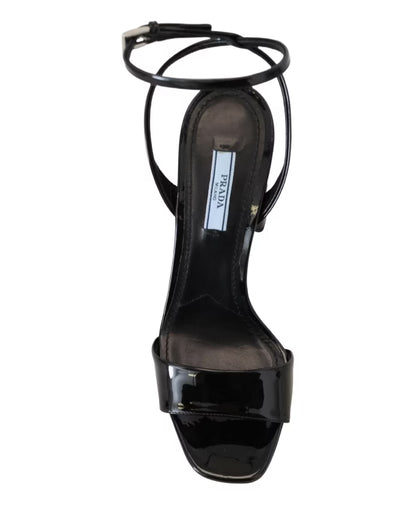 Prada Black Patent Ankle Strap Heels