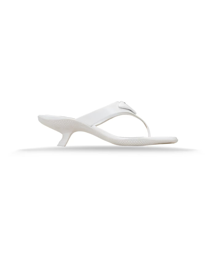 Prada Slip-on Leather Sandals with Logo Hardware