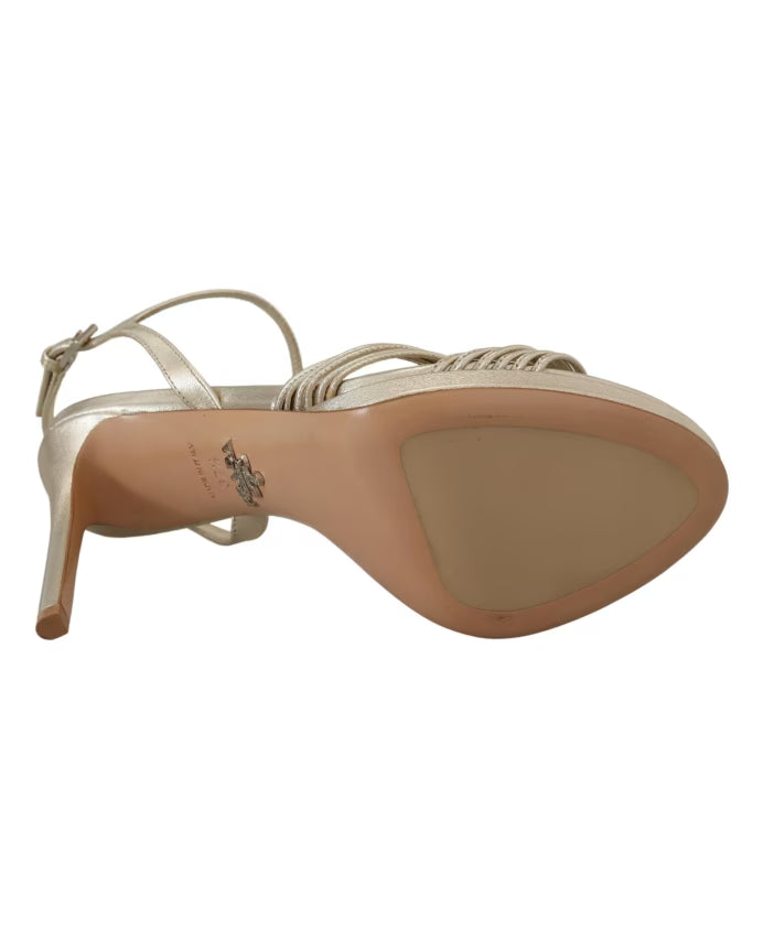 Prada Gold Stiletto Heel Sandals