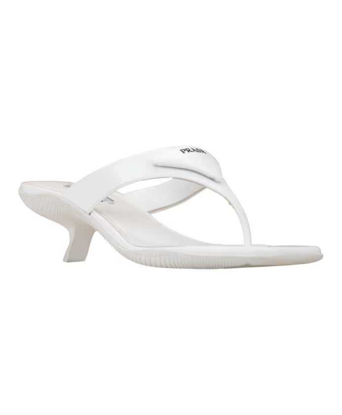 Prada Slip-on Leather Sandals with Logo Hardware