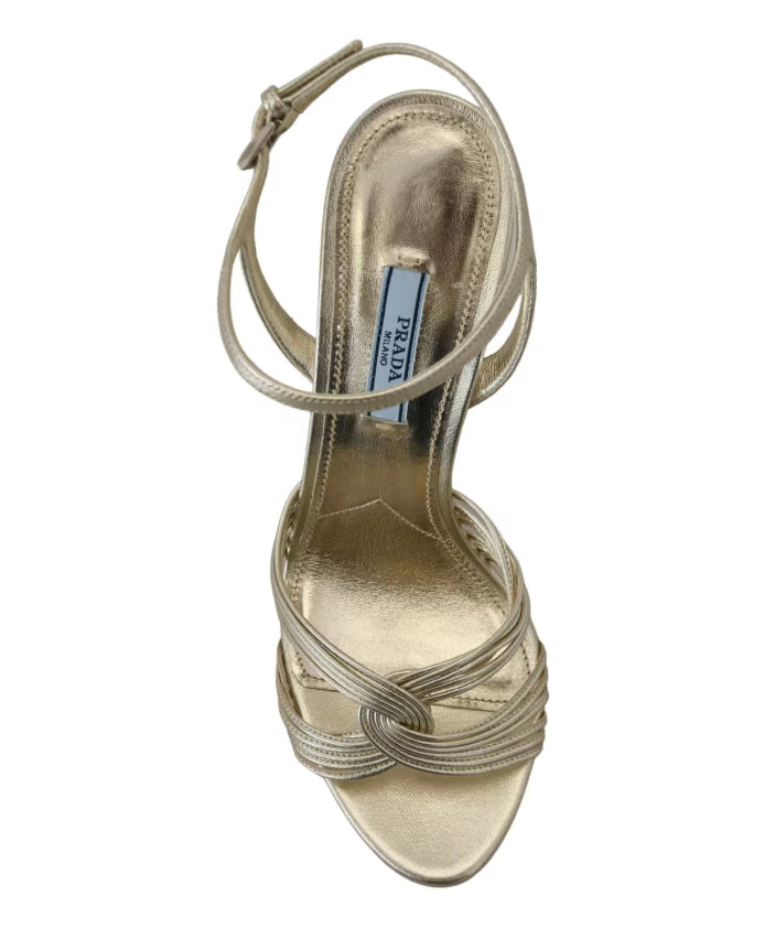 Prada Gold Stiletto Heel Sandals
