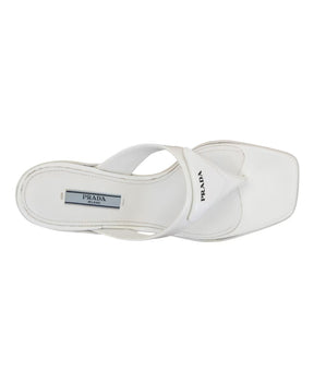 Prada Slip-on Leather Sandals with Logo Hardware