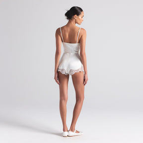 WOVEN SHINE LACE TEDDY | IVORY