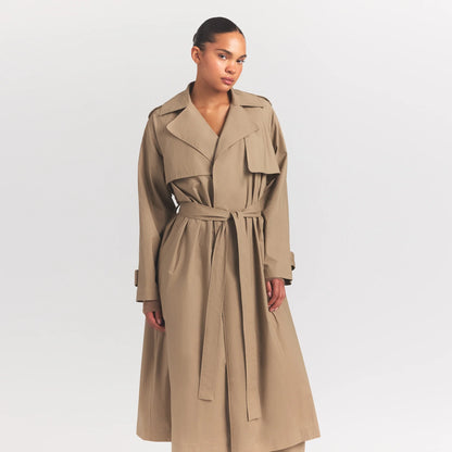 Woven Cotton Oversized Trench Coat