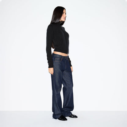 WOOL CASHMERE ZIP UP MOCK NECK SWEATER | ONYX
