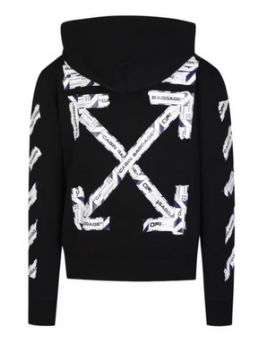 OFF-WHITE AIRPORT TAPE ARROWS HOODIE BLACK