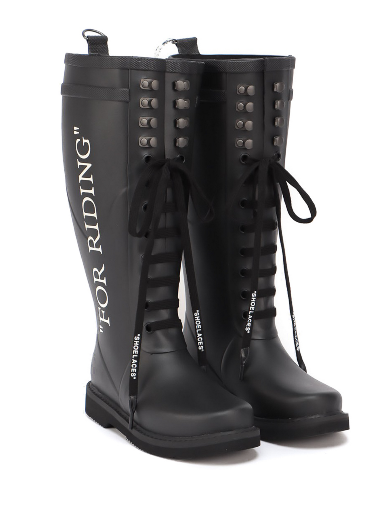 Off White OFF-WHITE SLOGAN PRINT RUBBER BOOTS BLACK - Size: UK 4 Sneakers | Shop From The Mirage