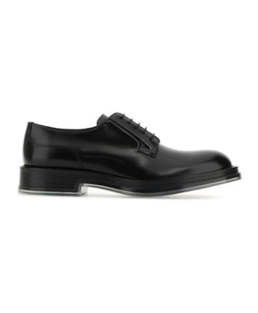 Black Leather Lace-Up Shoes