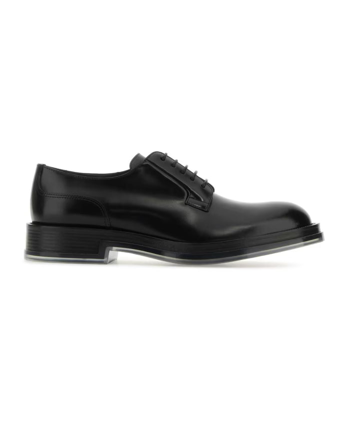 Black Leather Lace-Up Shoes