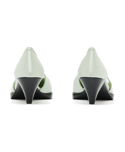 Prada Cut-Out Satin Pumps with Jeweled Ornament